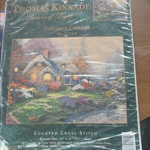 Thomas Kinkade Everett's Cottage Cross Stitch Kit with Vibrant Hues